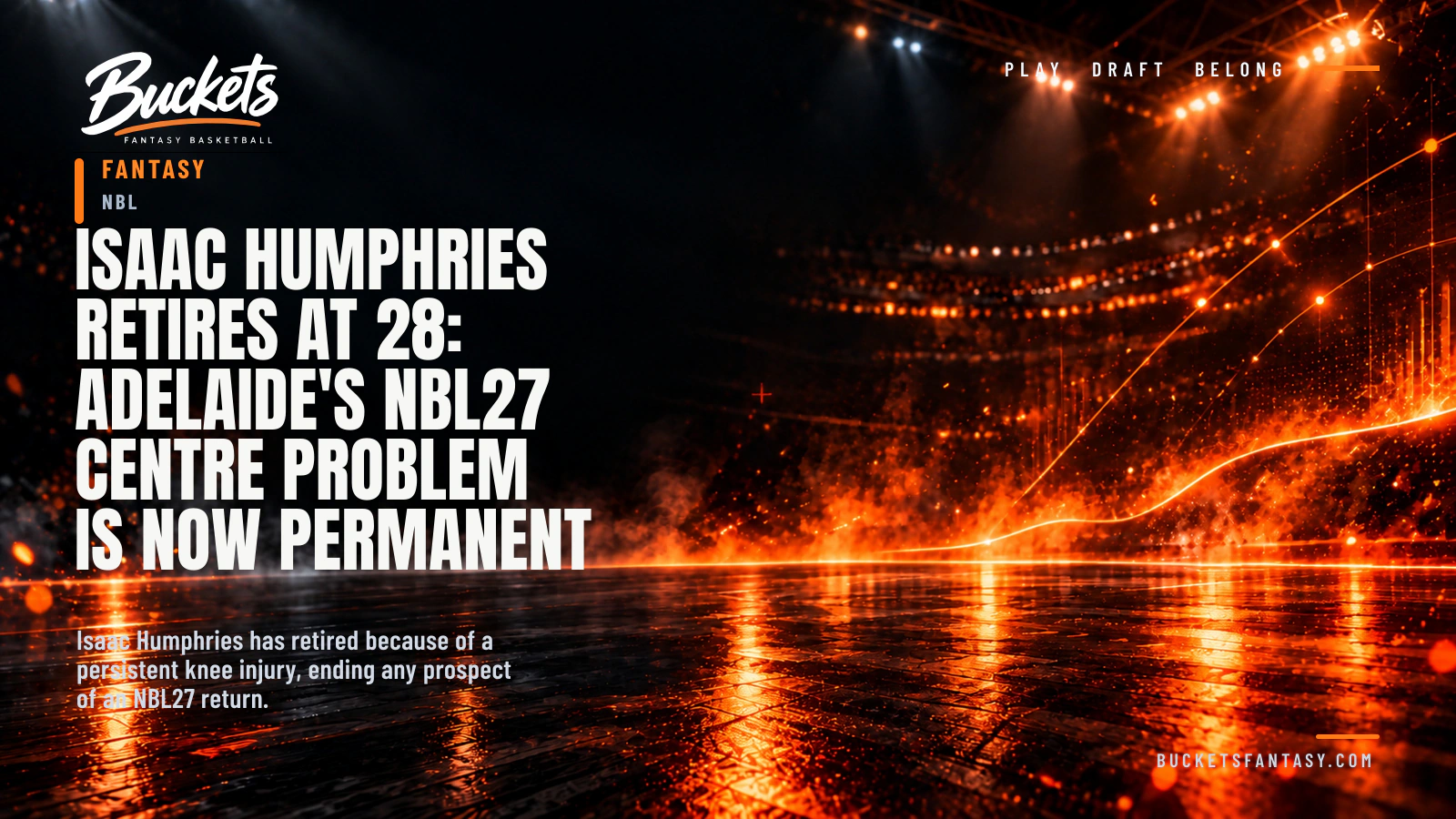 Isaac Humphries Retires at 28: Adelaide's NBL27 Centre Problem Is Now Permanent — Buckets editorial graphic