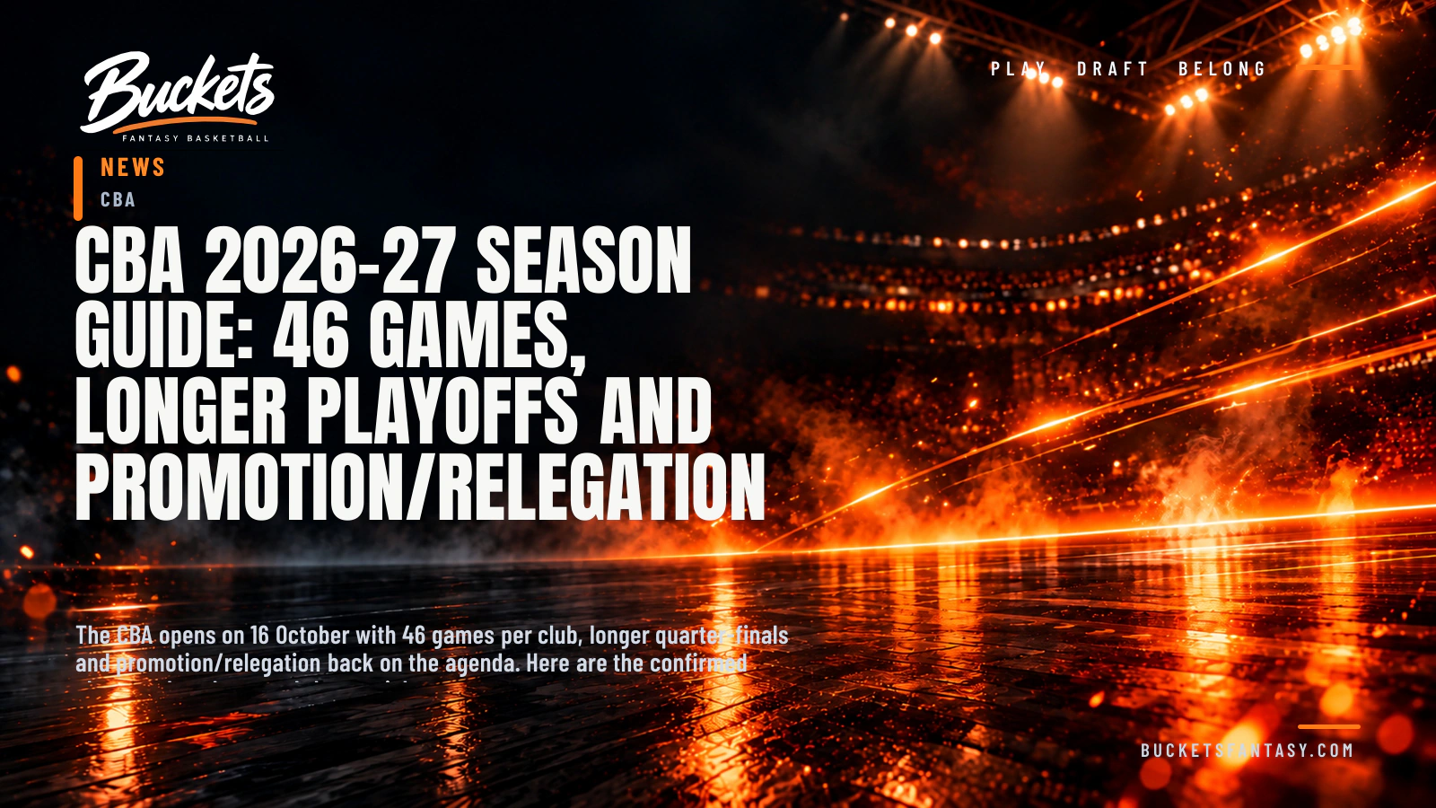 CBA 2026–27 Season Guide: 46 Games, Longer Playoffs and Promotion/Relegation - Buckets Fantasy Basketball