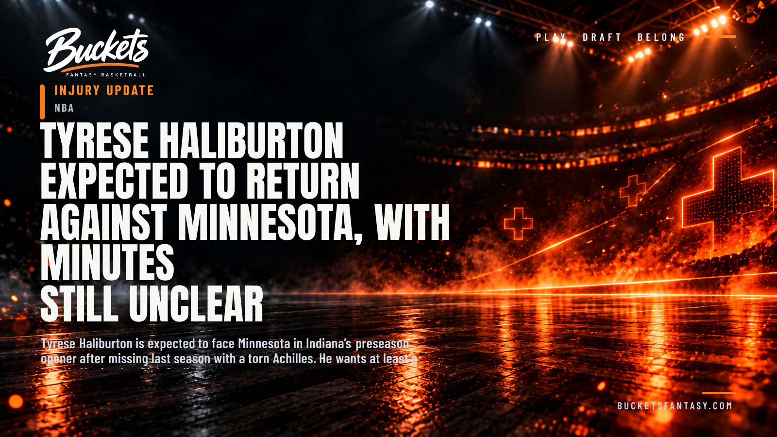 Tyrese Haliburton Expected to Return Against Minnesota, With Minutes Still Unclear — Buckets editorial graphic