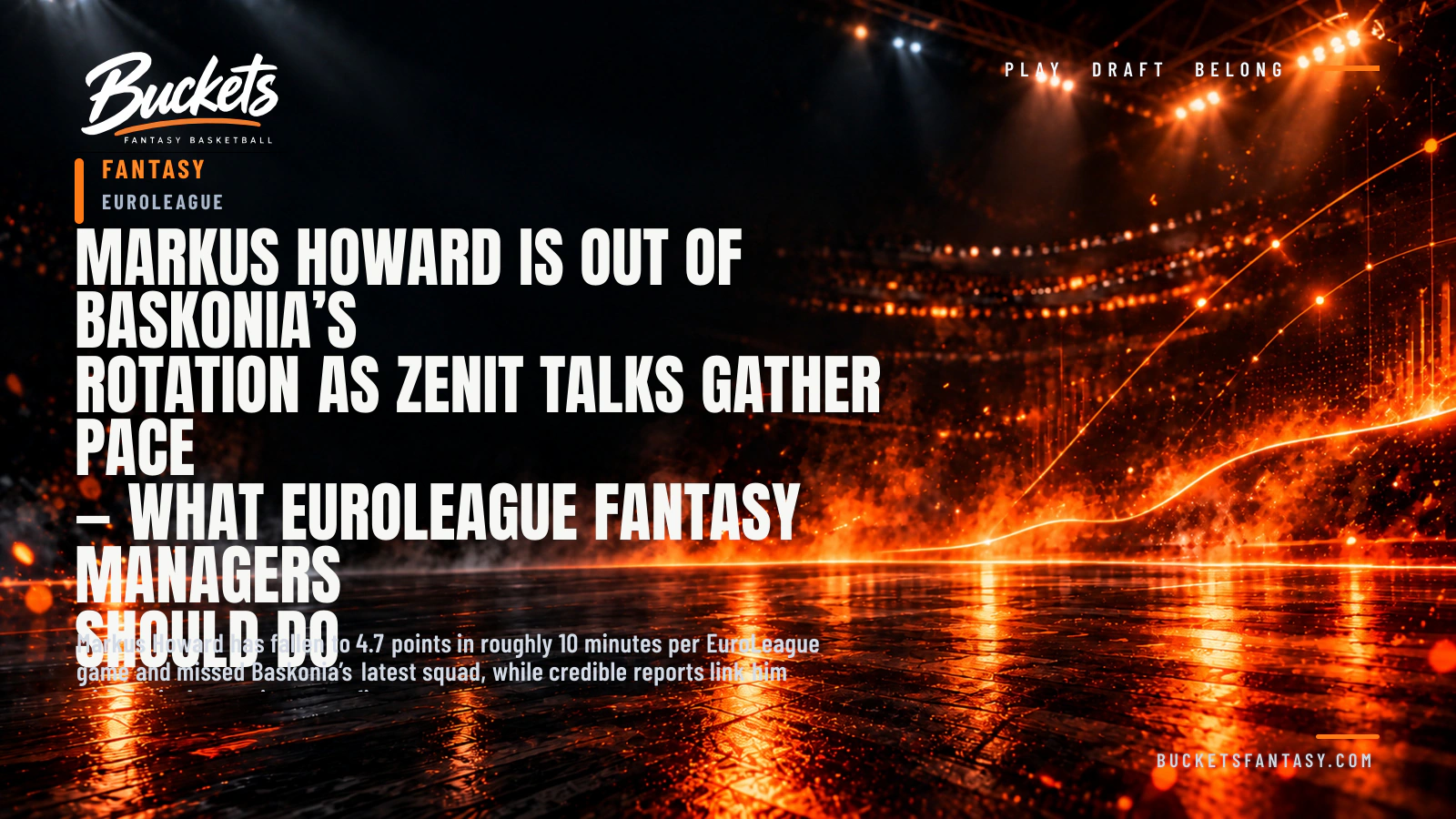 Markus Howard Is Out of Baskonia’s Rotation as Zenit Talks Gather Pace — What EuroLeague Fantasy Managers Should Do - Buckets Fantasy Basketball