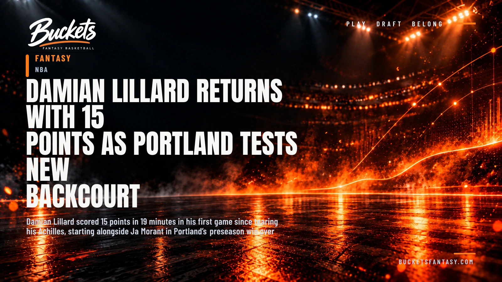 Damian Lillard Returns With 15 Points as Portland Tests New Backcourt — Buckets editorial graphic