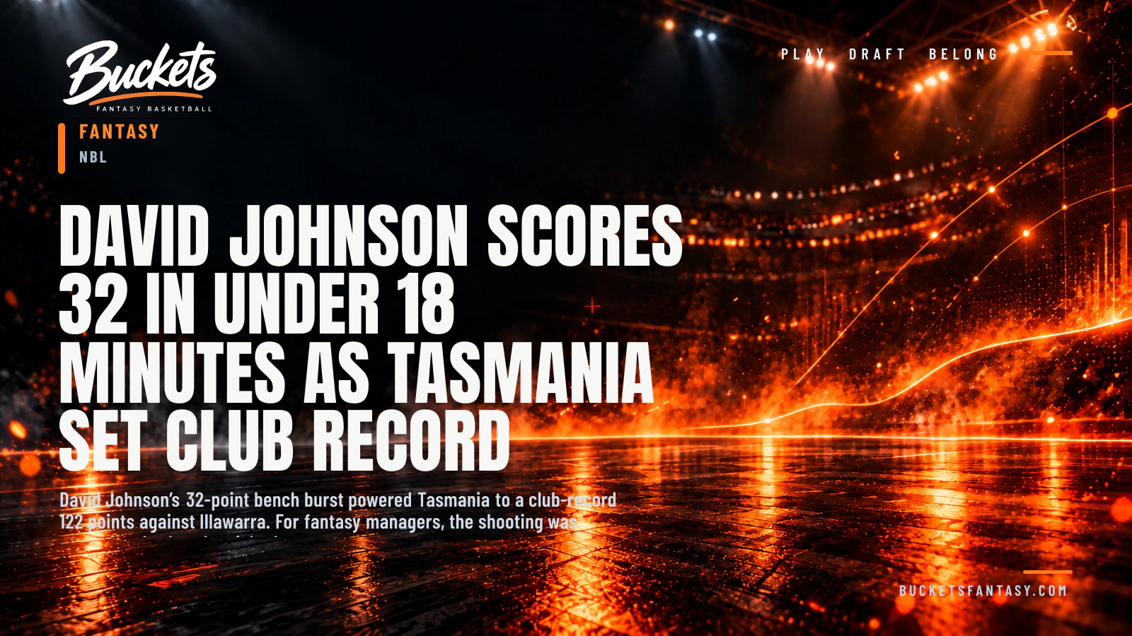 David Johnson Scores 32 in Under 18 Minutes as Tasmania Set Club Record - Buckets Fantasy Basketball