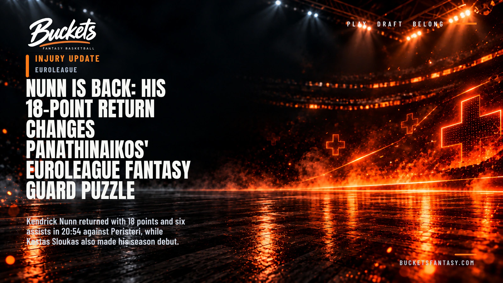 Nunn Is Back: His 18-Point Return Changes Panathinaikos' EuroLeague Fantasy Guard Puzzle — Buckets editorial graphic